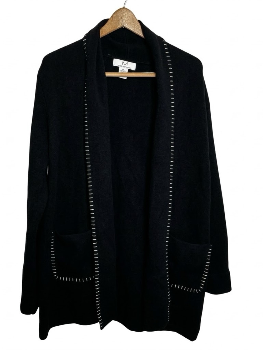 MAGASCHONI Black Knit Long Sleeve Open Cardigan Sweater Size XL